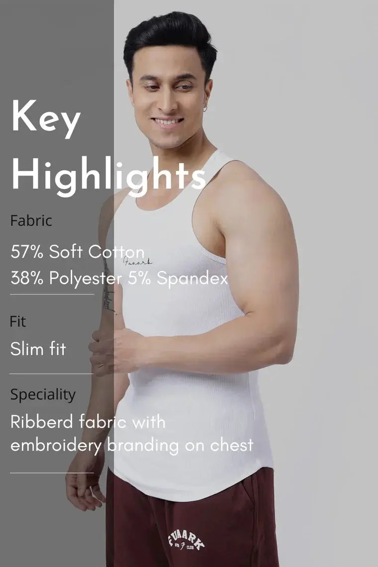 Ribbed Tank White by Fuaark Nz