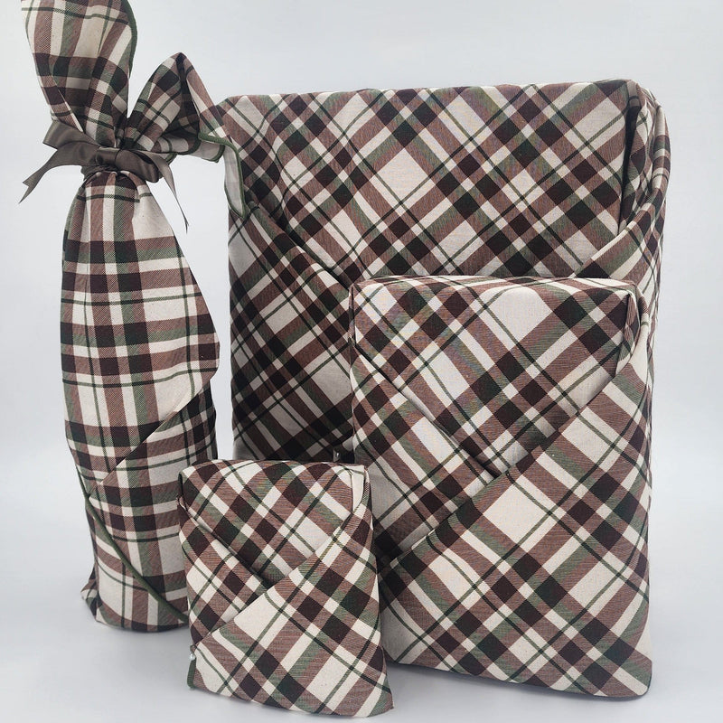 Waste Free Celebrations Furoshiki Wrapping Cloths Nadarrach Tartan  - 4 Furoshiki Gift Wraps Nadarrach Tartan  - 4 Furoshiki Gift Wraps