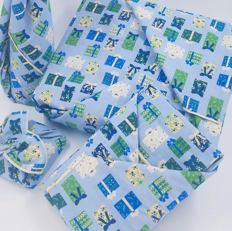 Waste Free Celebrations Furoshiki Wrapping Cloths Folk Gaver - 4 Furoshiki Gift Wraps Folk Gaver - 4 Furoshiki Gift Wraps