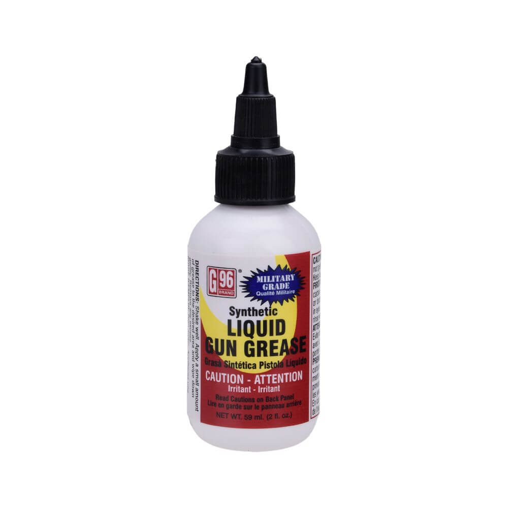 G96 Liquid Gun Grease 2 oz Military Grade synthetic lubricant in a squeeze bottle