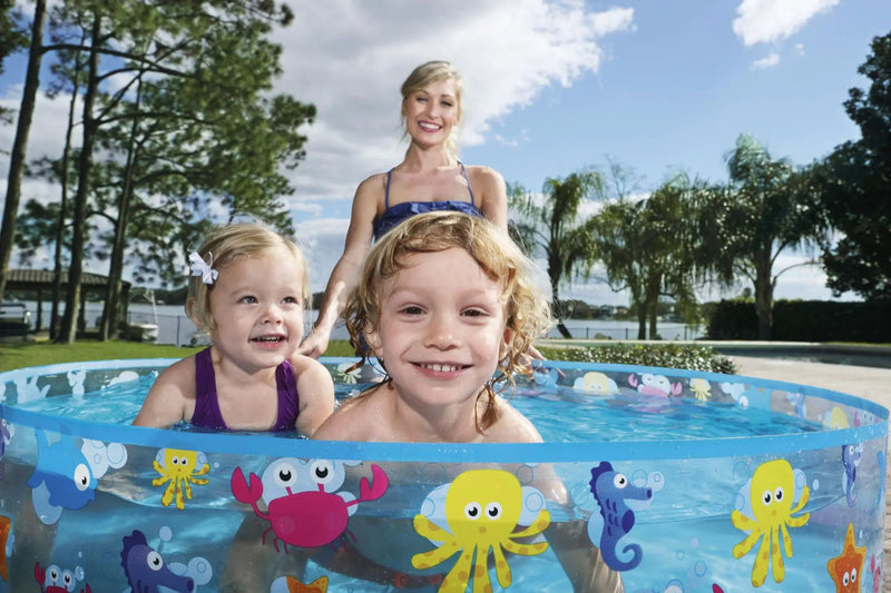 Bestway 1.22m x 25cm Kids Above Ground Pool Sea Life Design Portable by salelink.co.nz