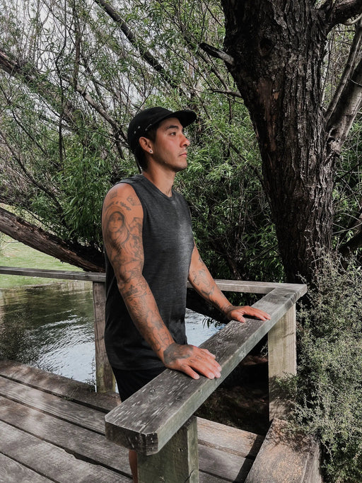 Men's Garage Tank Top - 100% Merino Wool, Slate Grey by Merino 365 NZ