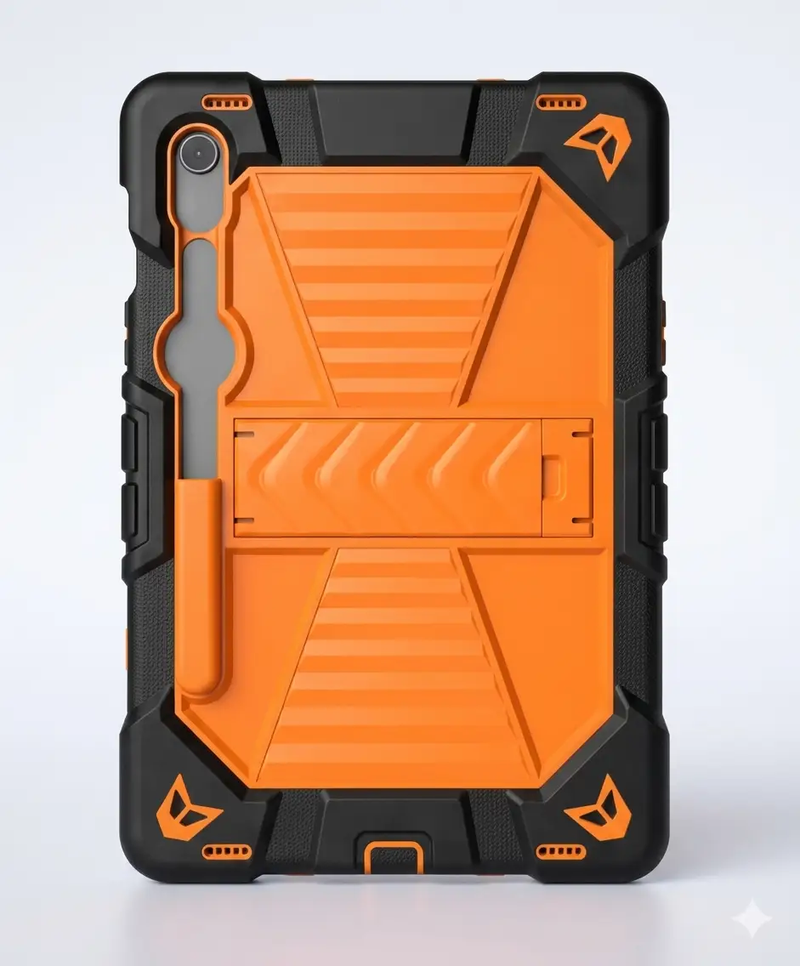 Samsung Galaxy Tab S10 FE Rugged Shockproof Case with Kickstand (Orange) by techplus