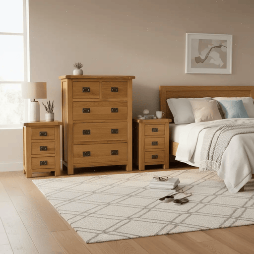 BroDeals Bedroom Furniture Sets Oak Bedroom Suite - Set of 3 Oak Bedroom Suite - Set of 3