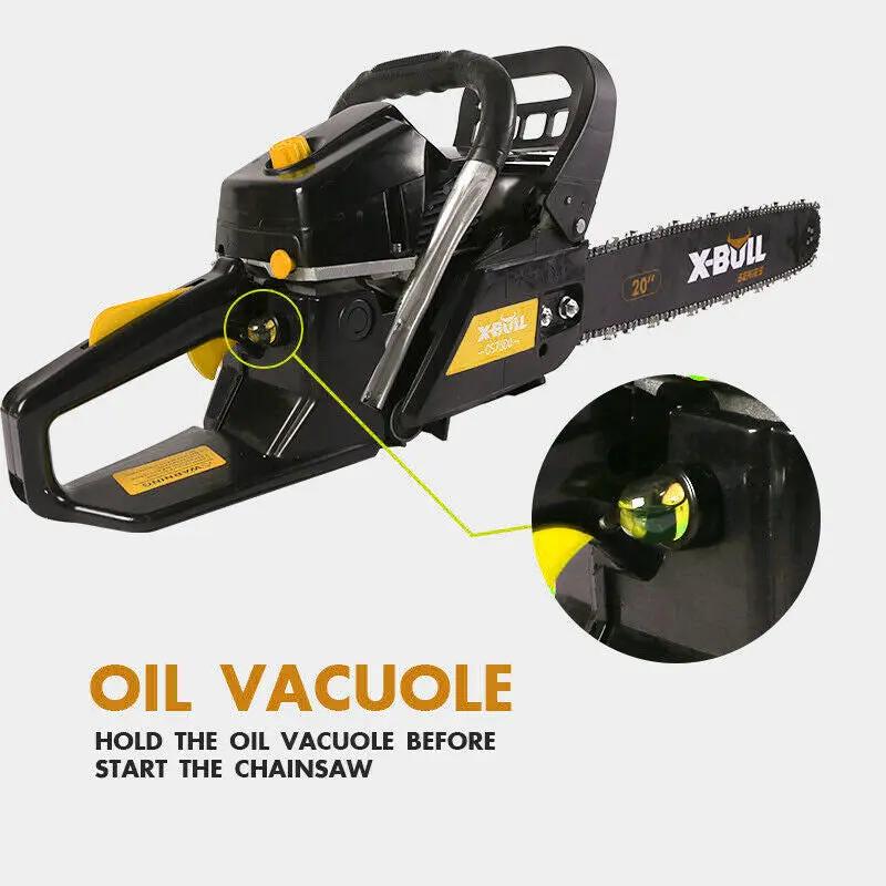 X-BULL 62cc Petrol Chainsaw 20"Bar E-Start Pruning Red Chain Saw 2 Stroke by salelink.co.nz