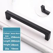 256mm Kitchen Cabinet Handle Drawer Black Cupboard Knob by salelink.co.nz