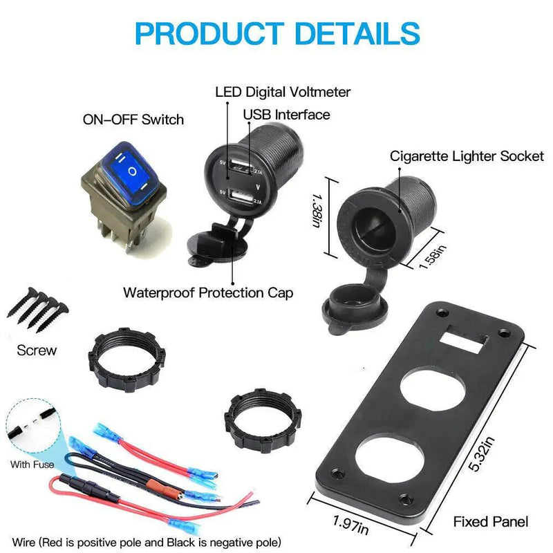 Toggle Switch Four Functions Panel for Car RV Truck Vehicles Blue by salelink.co.nz