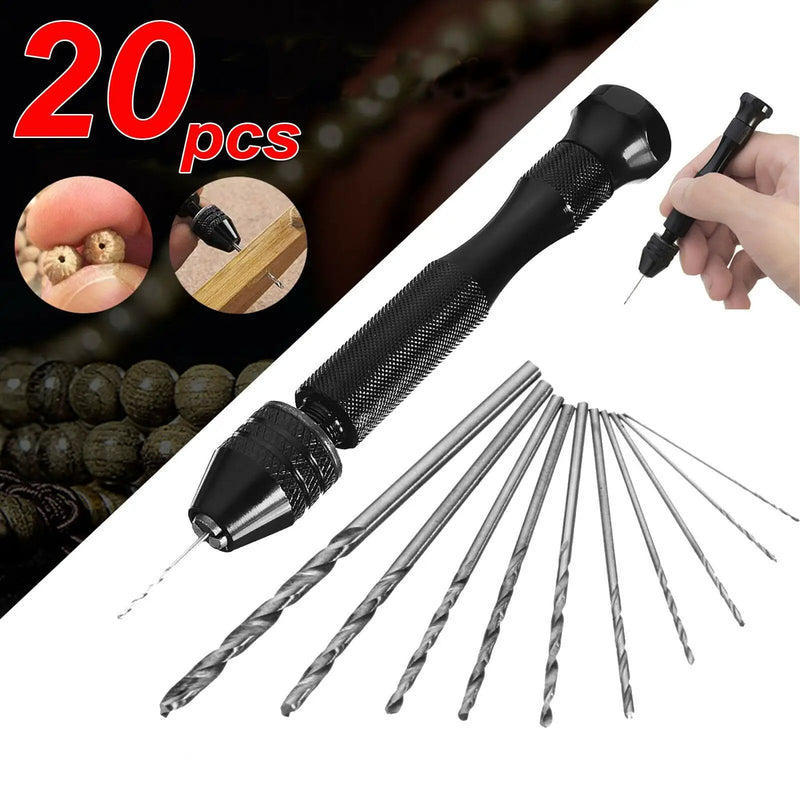20pcs Mini Hand Drill Vise Twist Bits Pin Hand Precision Woodworking Set Rotary Tools by salelink.co.nz