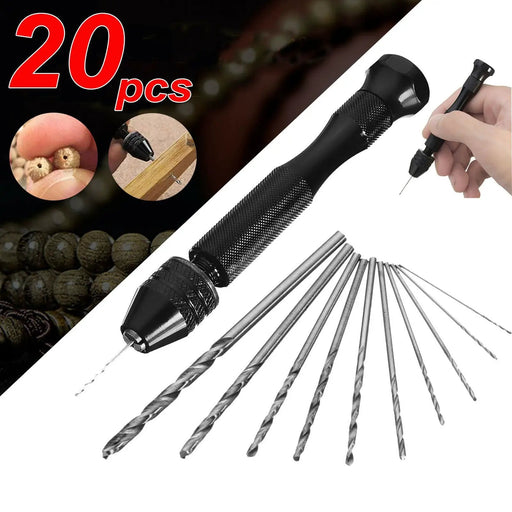 20pcs Mini Hand Drill Vise Twist Bits Pin Hand Precision Woodworking Set Rotary Tools by salelink.co.nz