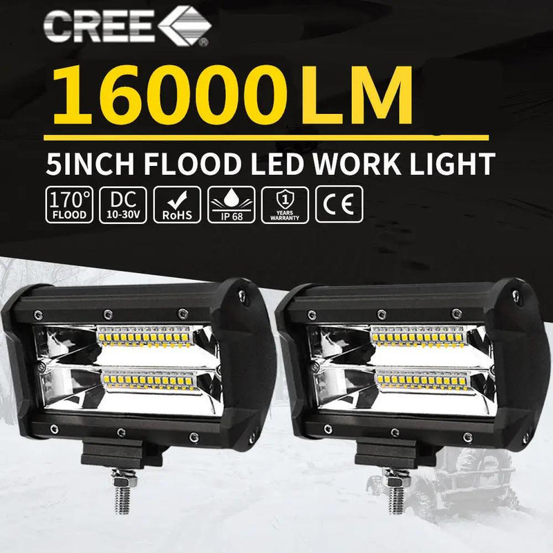 2X 5inch LED Work Driving Light Bar Flood Beam Offroad Boat Truck 12V 24V by salelink.co.nz