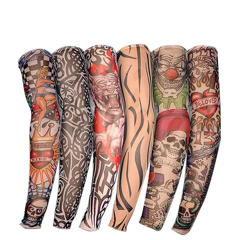Pack of 6 Arm Sleeve Stretch Costume Fake Tattoo Stocking by salelink.co.nz