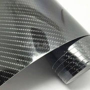 5D 1.52M x 200cm Gloss Black Carbon Fibre Fiber Vinyl Car Wrap Air Release Film by salelink.co.nz
