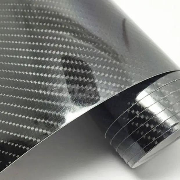 5D 1.52M x 200cm Gloss Black Carbon Fibre Fiber Vinyl Car Wrap Air Release Film by salelink.co.nz