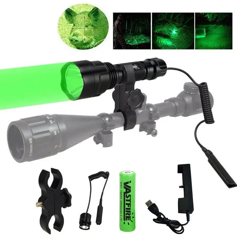Tactical Green Flashlight Hunting Torch Light Camping Lamp Scope Gun Mount by salelink.co.nz