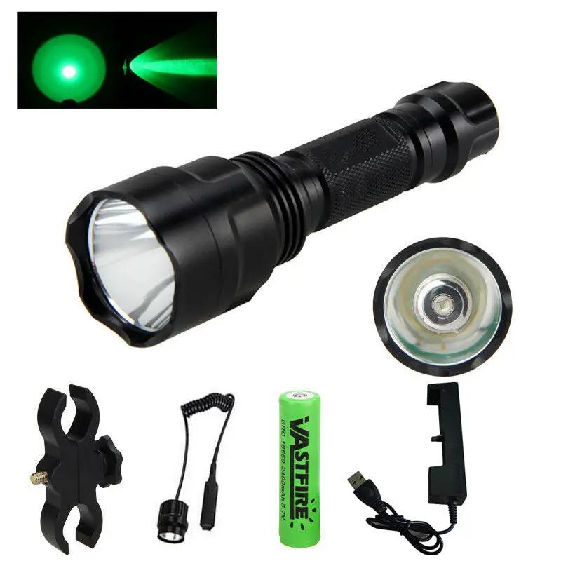 Tactical Green Flashlight Hunting Torch Light Camping Lamp Scope Gun Mount by salelink.co.nz