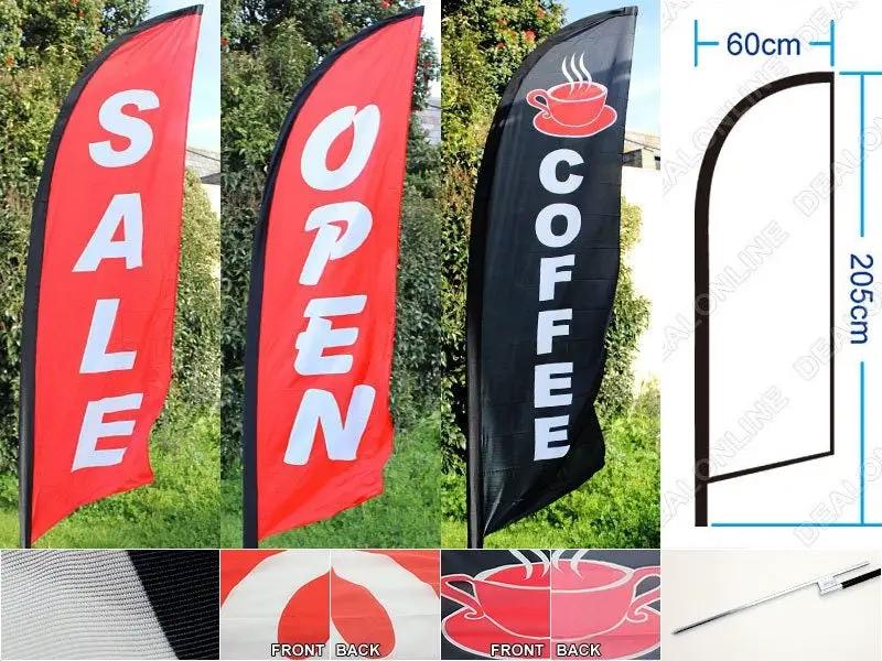 OPEN - Commercial Feather Banner Flag Set 3m with Ground Drill by dealonline.co.nz