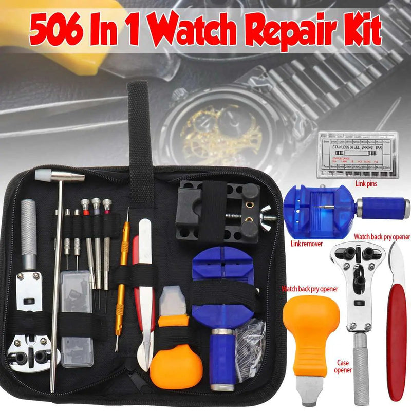 506pcs Watch Repair Tool Kit Back Case Opener Remover Spring Pin Bars Watchmaker by salelink.co.nz