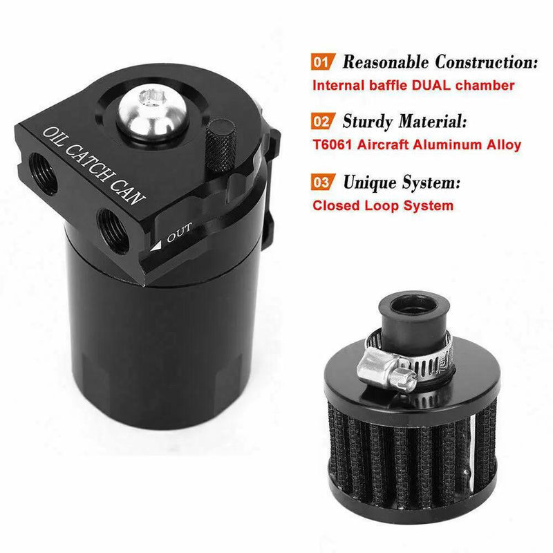 Oil Catch Can With Breather 300ml Aluminum Universal Car Kit