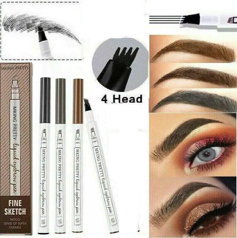 #1 Chestnut Waterproof Music Flower Liquid Eyebrow Pencil with Four Tips Brow Tattoo Pen by salelink.co.nz