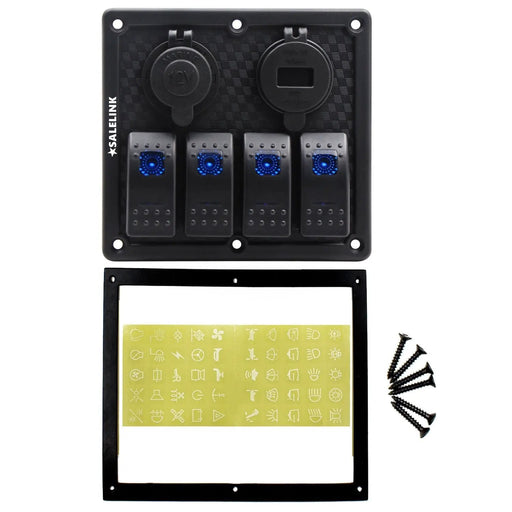4 Gang LED Rocker Switch Panel Circuit Breakers Charger Car 12V 24V by salelink.co.nz