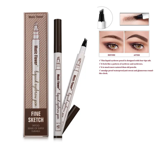#1 Chestnut Waterproof Music Flower Liquid Eyebrow Pencil with Four Tips Brow Tattoo Pen by salelink.co.nz