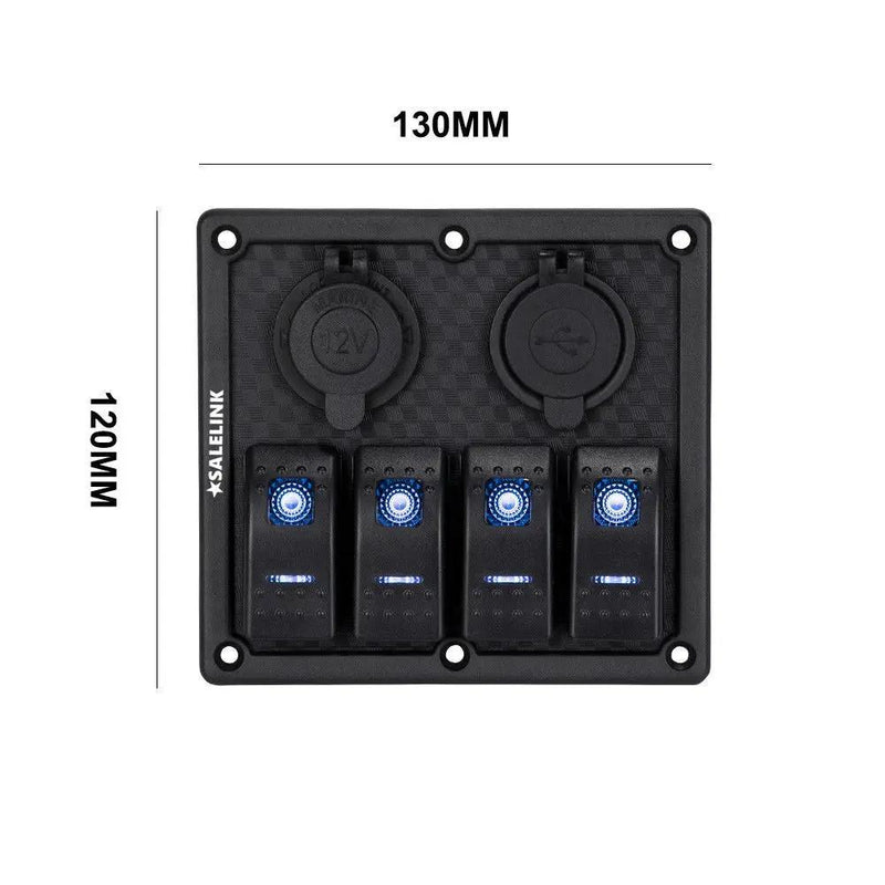 4 Gang LED Rocker Switch Panel Circuit Breakers Charger Car 12V 24V by salelink.co.nz
