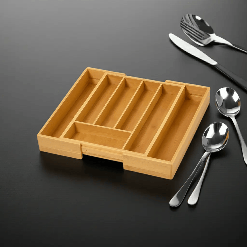 Frankly Cotton Bamboo Expandable Cutlery Tray by Nest & Stem Homewares