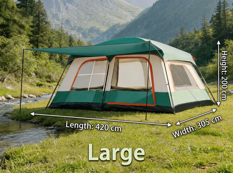 ECOTREK Tent ECOTREK Family Cabin Camping Tent With Sunshade Awning QLY7133 ECOTREK Family Cabin Tent With Sunshade Awning QLY7133