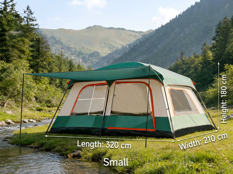ECOTREK Tent ECOTREK Family Cabin Camping Tent With Sunshade Awning QLY7133 ECOTREK Family Cabin Tent With Sunshade Awning QLY7133