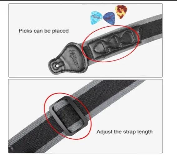 g8buynz Guitar Strap with 3 Pick Holders for Electric/Acoustic Guitar (Nylon Strap) Guitar Strap with 3 Pick Holders for Electric/Acoustic Guitar (Nylon Strap)