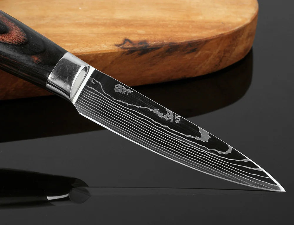 XITUO Kitchen Knife Set Meat Cleaver Chef Knives Stainless Steel Santoku Fruit Vegetable Knife Damascus Pattern Cooking Cutter - Action Outdoors Kiwi