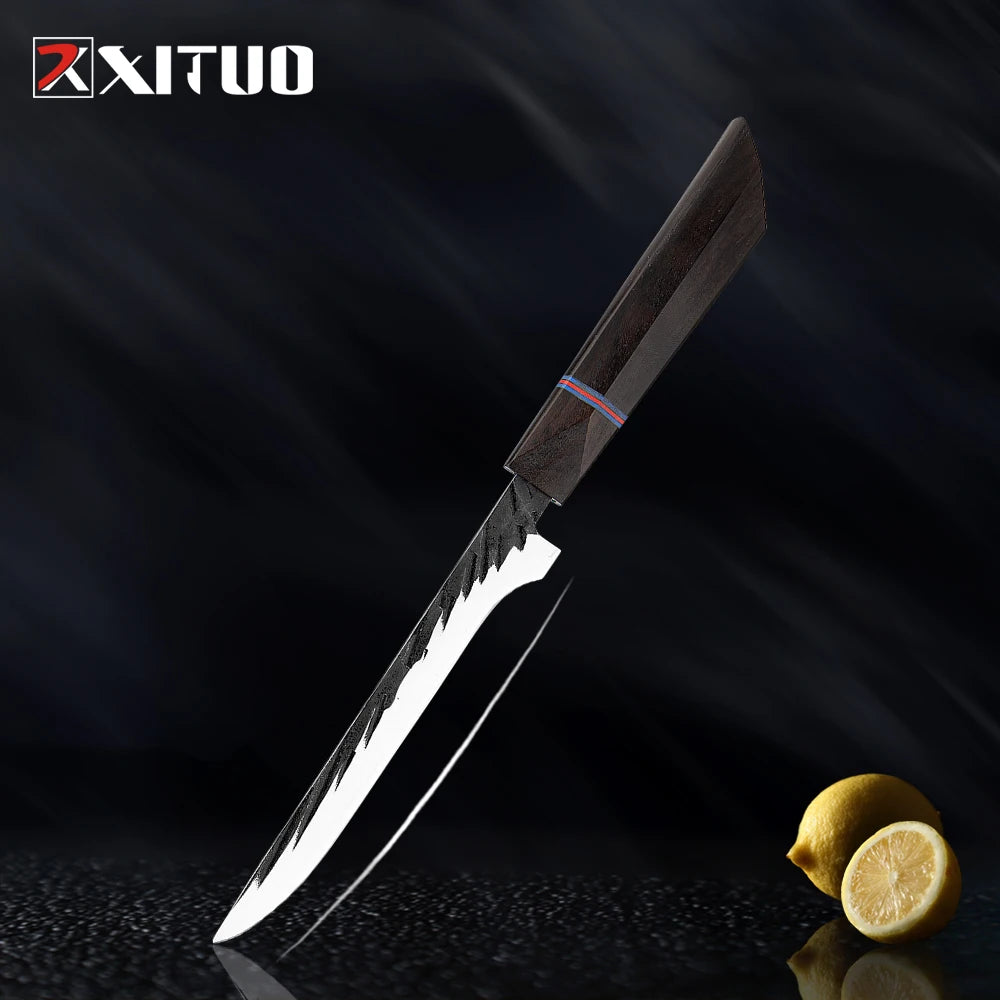 XITUO High Carbon Kitchen Knives Handmade Forged Japanese Sharp Chef Knife Set Cleaver Kiritsuke Santoku Utility Paring Knife - Action Outdoors Kiwi