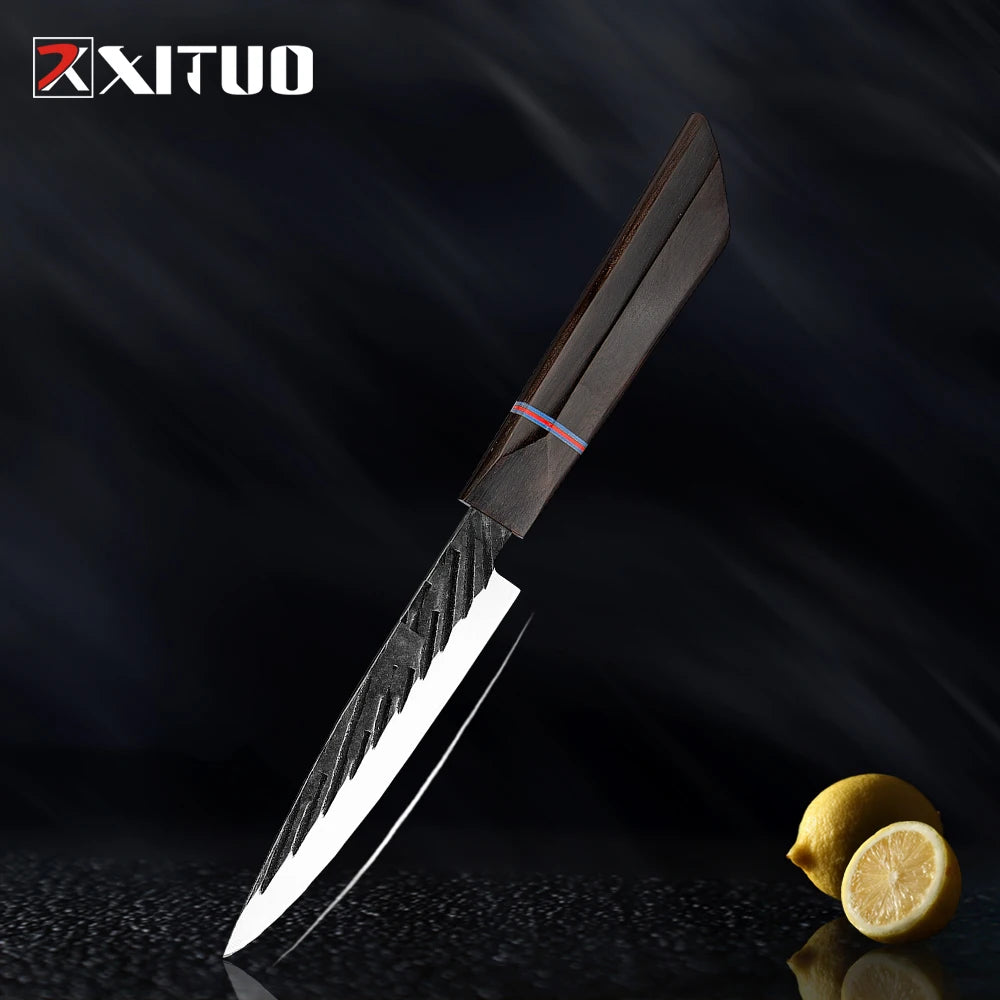 XITUO High Carbon Kitchen Knives Handmade Forged Japanese Sharp Chef Knife Set Cleaver Kiritsuke Santoku Utility Paring Knife - Action Outdoors Kiwi