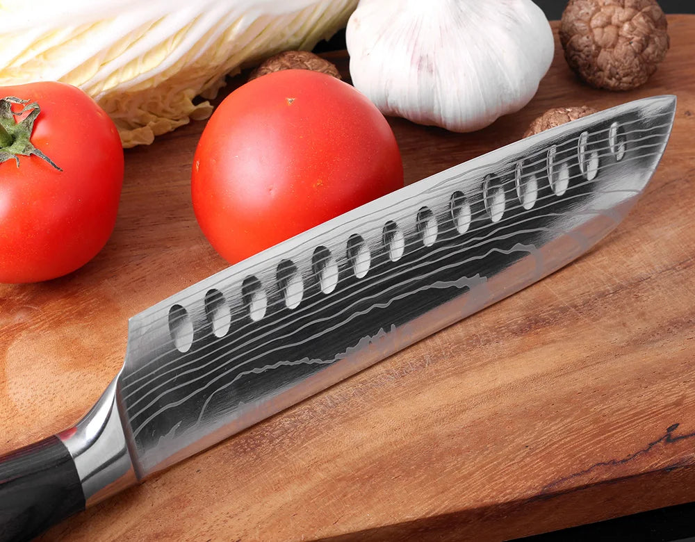 XITUO Kitchen Knife Set Meat Cleaver Chef Knives Stainless Steel Santoku Fruit Vegetable Knife Damascus Pattern Cooking Cutter - Action Outdoors Kiwi
