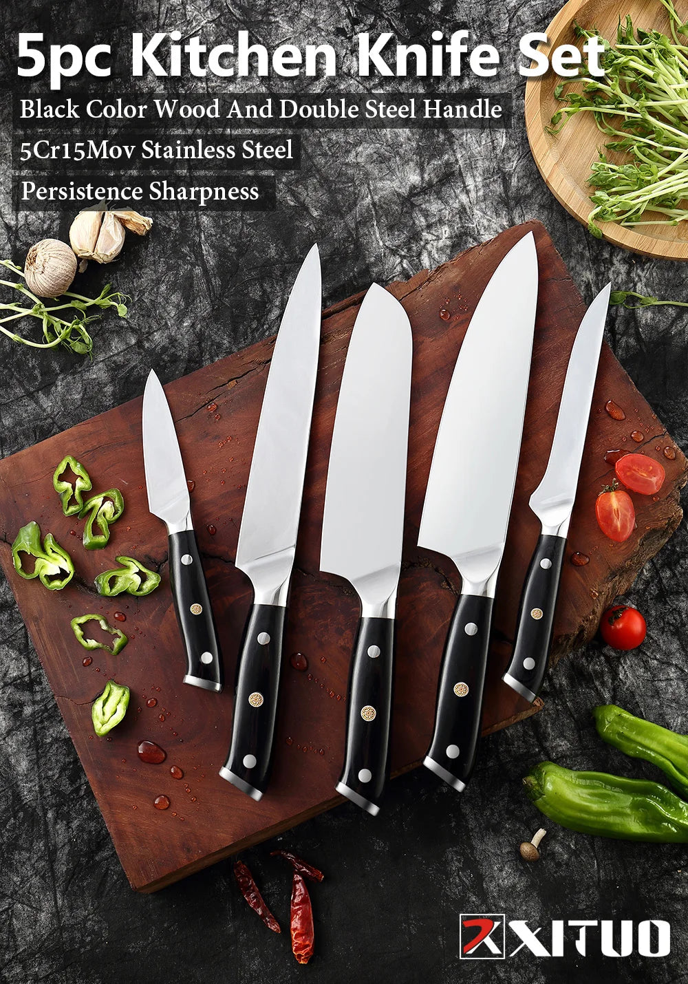 XITUO German Stainless Steel Kitchen Knife 1-7PCS Chef Knife Sharp Santoku Knife Cleaver Paring Knives Boning knife Cooking Tool - Action Outdoors Kiwi