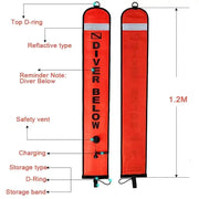 Dive Safety 120cm Surface Marker Buoy Orange by NZ Diver