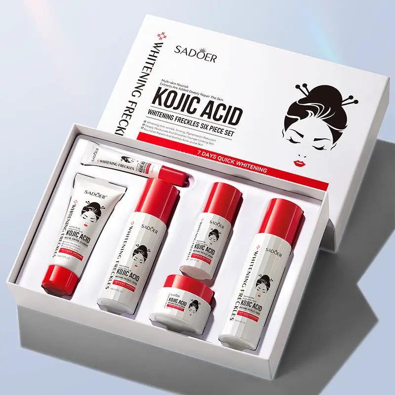 SADOER Moisturizing Anti Wrinkle Whitening Spot Removing and Kojic Acid Six-Piece Skin Care Set by Poppy Gifts