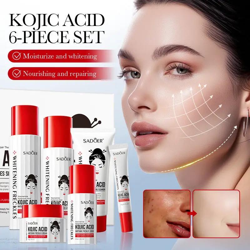 SADOER Moisturizing Anti Wrinkle Whitening Spot Removing and Kojic Acid Six-Piece Skin Care Set by Poppy Gifts