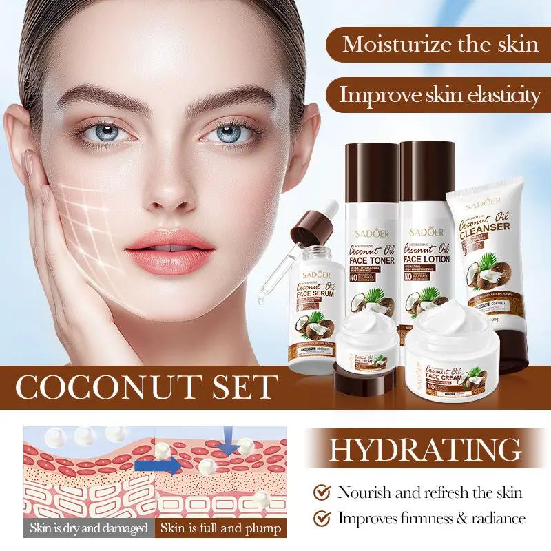 SADOER Moisturizing & Hydrating Coconut Oil 6-Piece Skin Care Set by Poppy Gifts