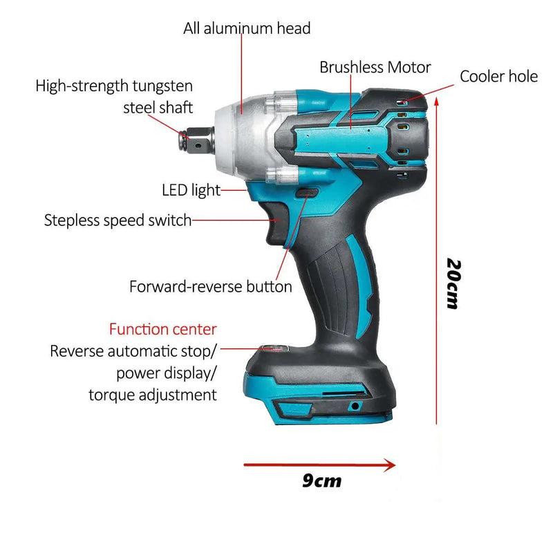 Electric Impact Wrench 1/2 Socket Cordless fit Makita 18V Battery by salelink.co.nz