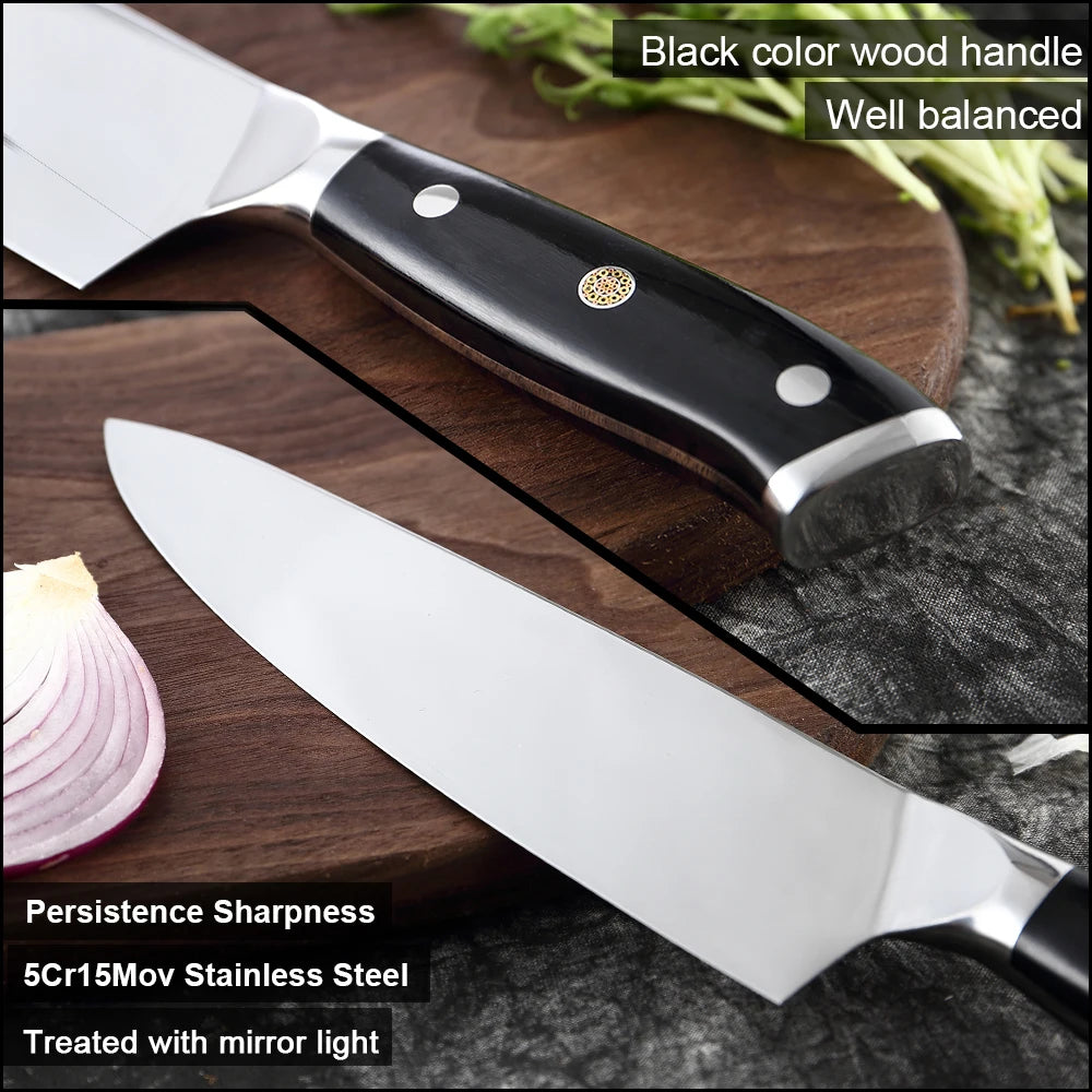 XITUO German Stainless Steel Kitchen Knife 1-7PCS Chef Knife Sharp Santoku Knife Cleaver Paring Knives Boning knife Cooking Tool - Action Outdoors Kiwi