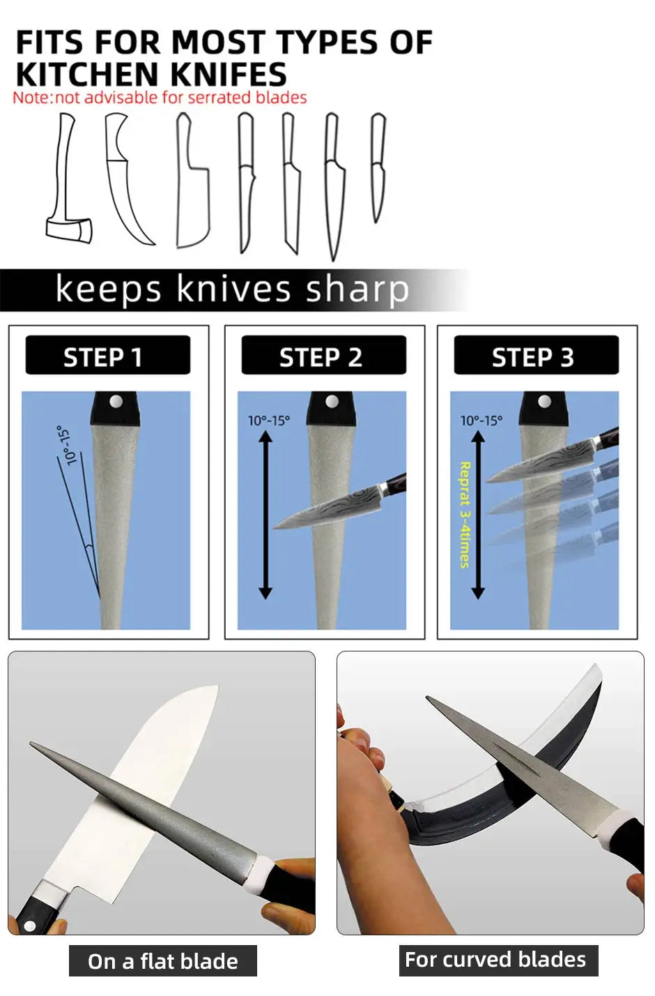 Whetstone Stone Diamond Knife Sharpener Knife Sharpening Curved Surface for Knife Scissors Honing Bar Kitchen Grinding Tool - Action Outdoors Kiwi