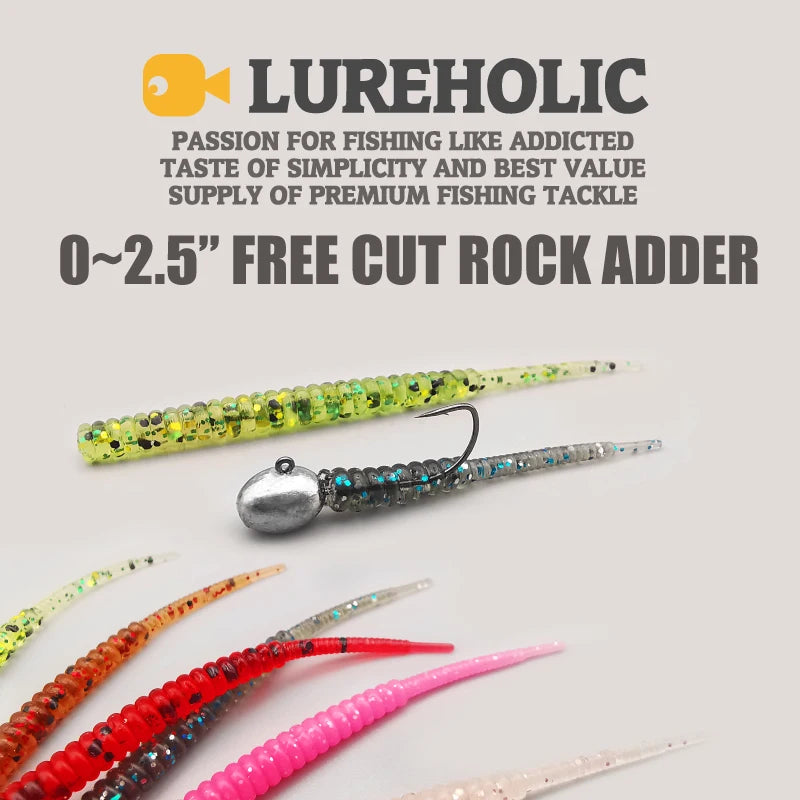 LUREHOLIC 0-2.5” Free Cut Aji Fishing ROCK ADDER Fineese Lure Fishing Soft Lure Needle Tail Mini - Action Outdoors Kiwi