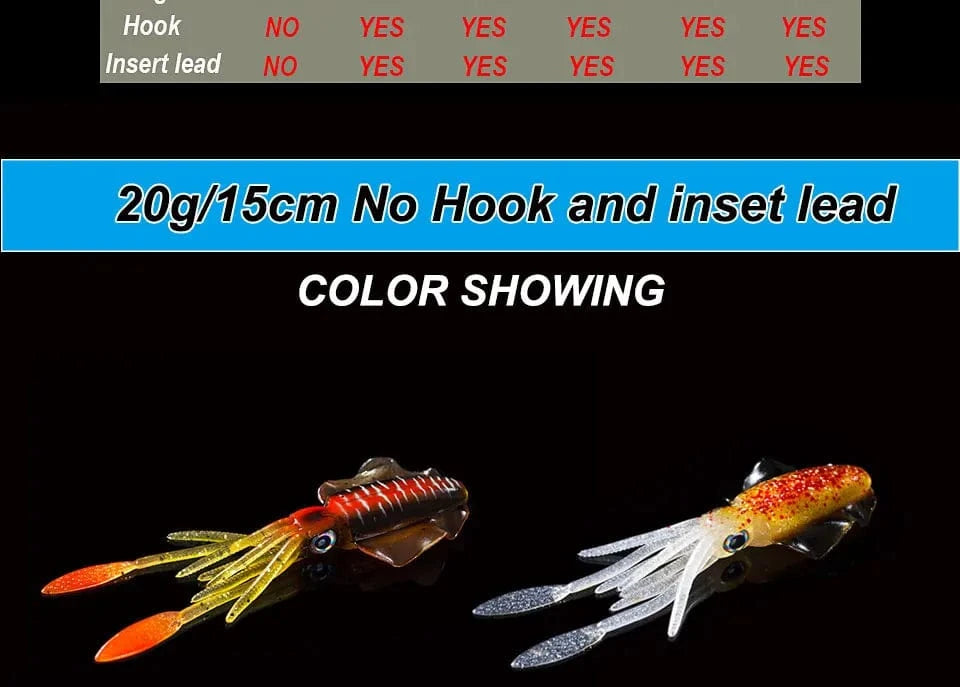 SUNMILE Fishing Soft Squid Lure 20g/60g/80g/100g/120g/150g Luminous/UV Squid Jig Fishing Lures For Sea Fishing Wobbler Bait - Action Outdoors Kiwi
