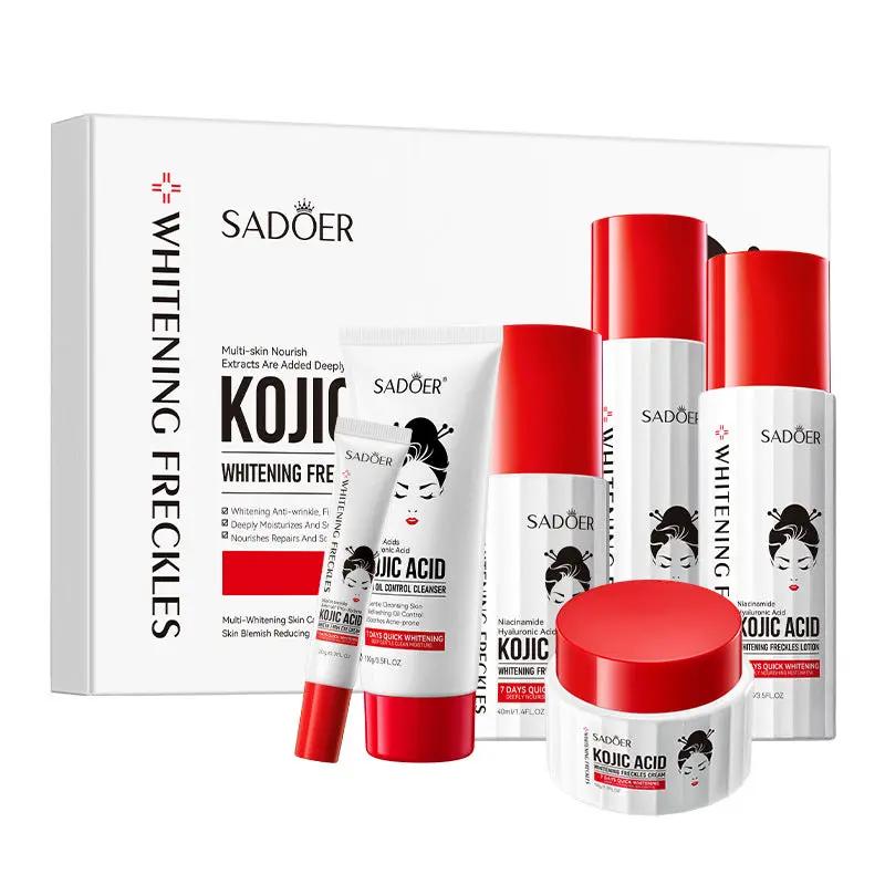 SADOER Moisturizing Anti Wrinkle Whitening Spot Removing and Kojic Acid Six-Piece Skin Care Set by Poppy Gifts
