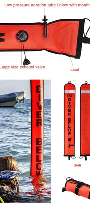 Dive Safety 120cm Surface Marker Buoy Orange by NZ Diver