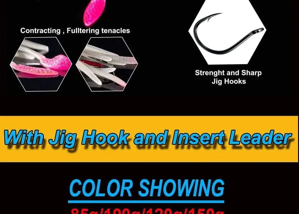 SUNMILE Fishing Soft Squid Lure 20g/60g/80g/100g/120g/150g Luminous/UV Squid Jig Fishing Lures For Sea Fishing Wobbler Bait - Action Outdoors Kiwi