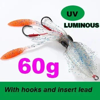 SUNMILE Fishing Soft Squid Lure 20g/60g/80g/100g/120g/150g Luminous/UV Squid Jig Fishing Lures For Sea Fishing Wobbler Bait - Action Outdoors Kiwi