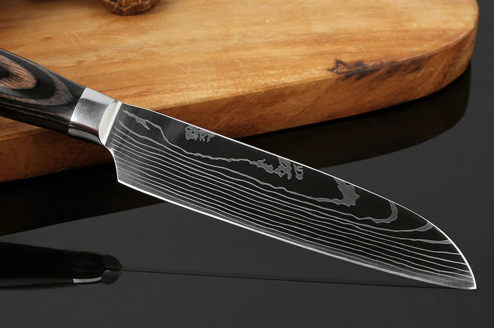 XITUO Kitchen Knife Set Meat Cleaver Chef Knives Stainless Steel Santoku Fruit Vegetable Knife Damascus Pattern Cooking Cutter - Action Outdoors Kiwi
