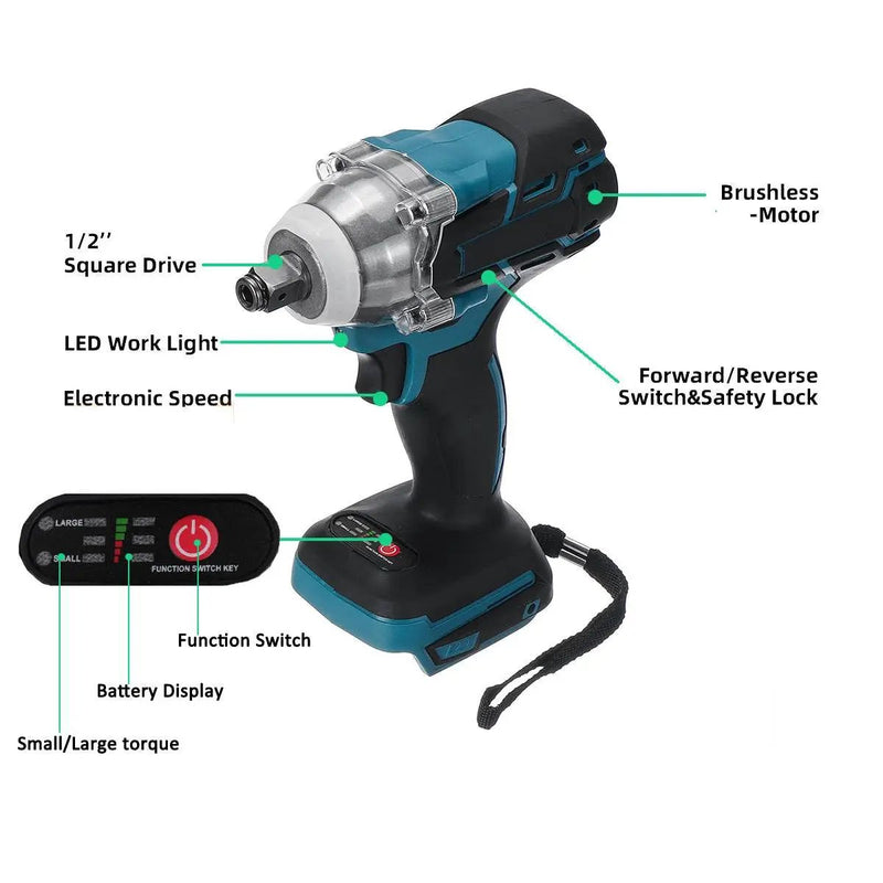 Cordless Electric Impact Wrench fits Makita 18V Battery by salelink.co.nz